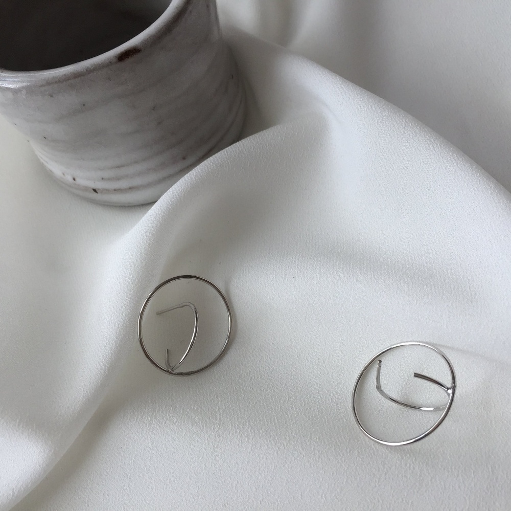 Sterling silver 3d sphere ear rings - Picture 2 of 3